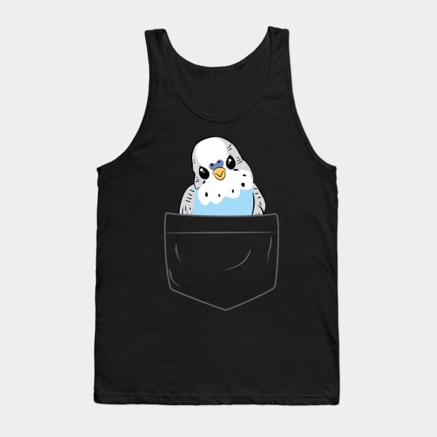 Cute Blue Budgie in Pocket for Parakeet Budgerigar Lover Tank Top by Estrytee